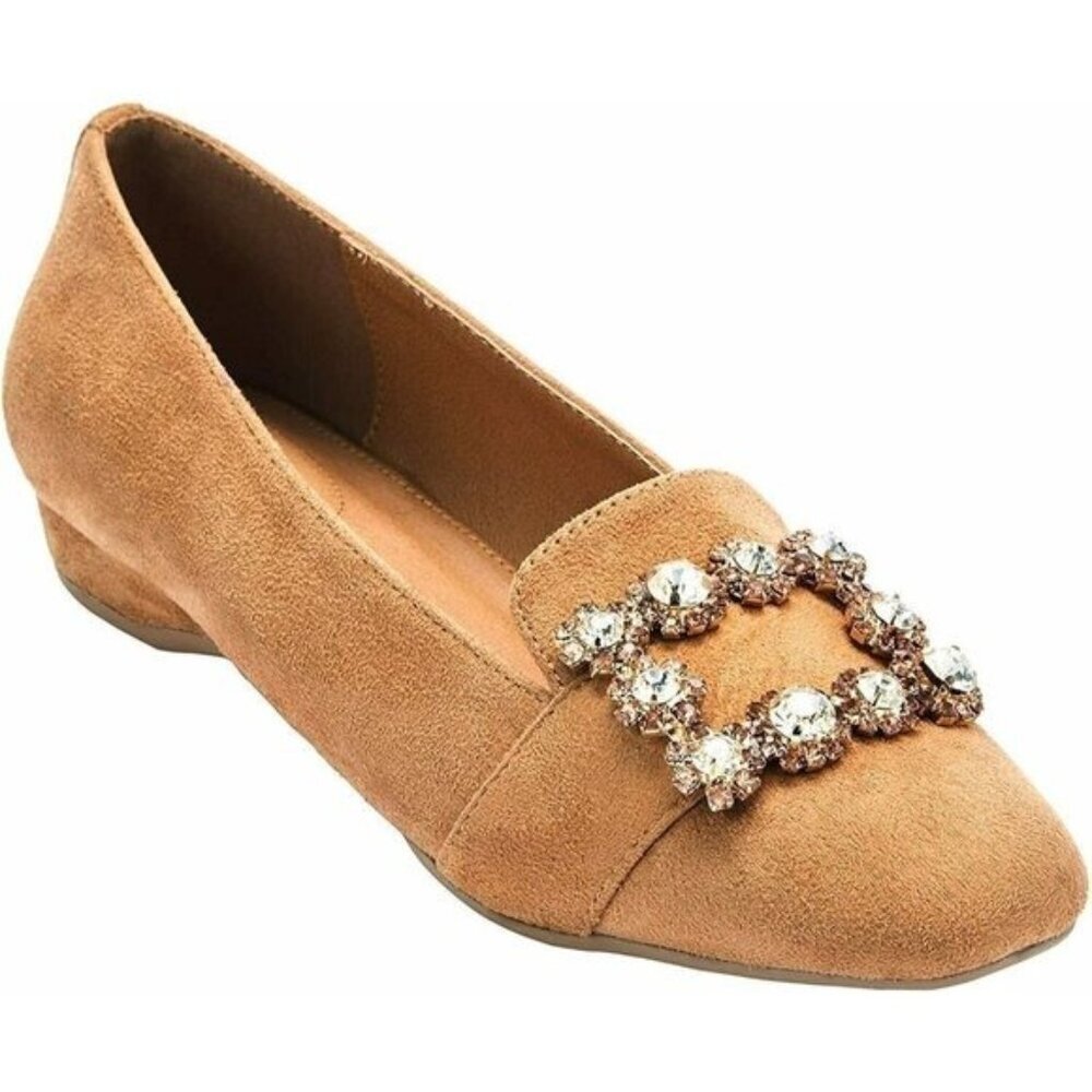 Comfortview Women's Size 8M The Paz Flat Slip On Loafers in Brown S3
